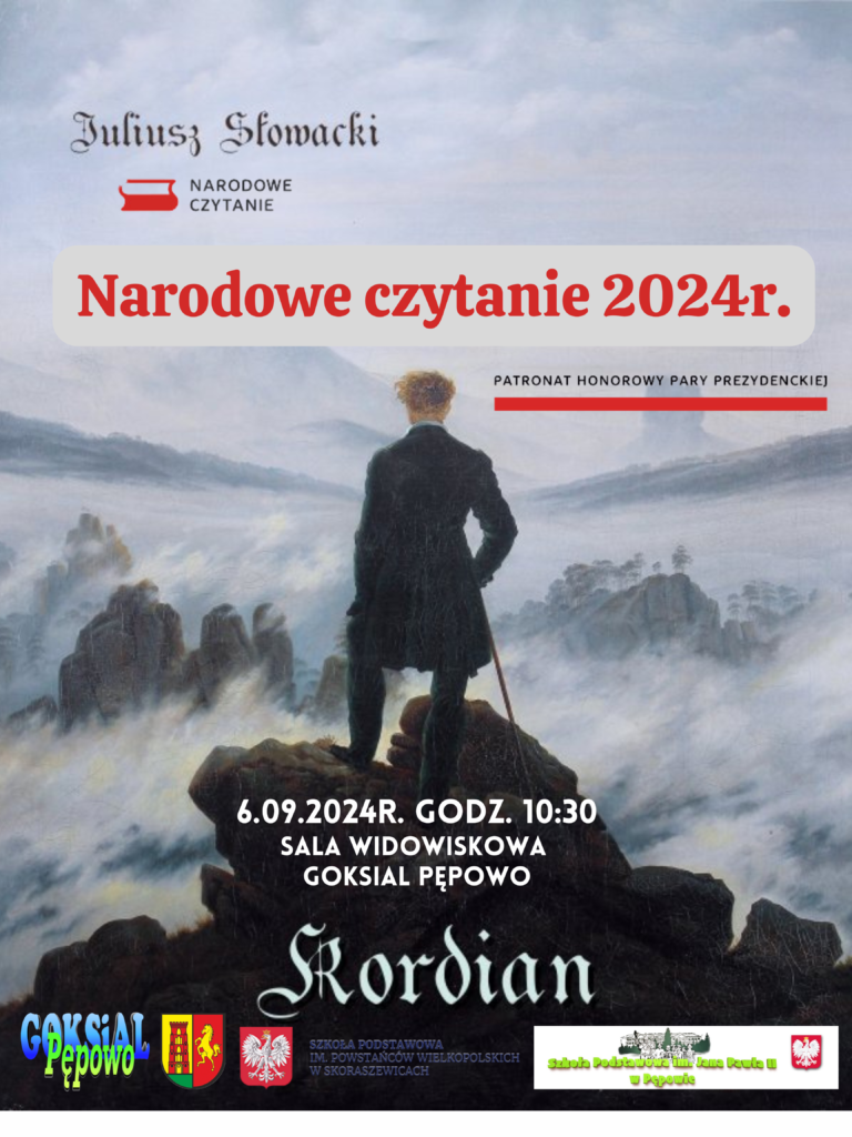 Mężczyzna stojący na szczycie skały - plakat promujący Narodowe Czytanie