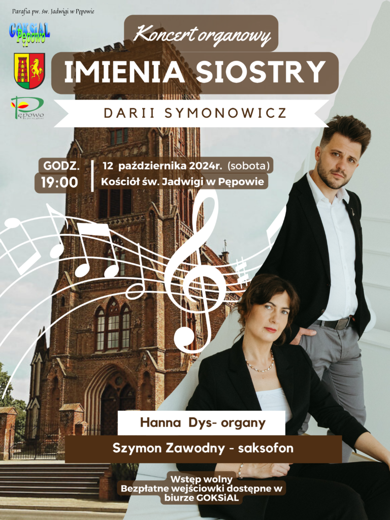 Plakat zapraszający na koncert muzyki organowej