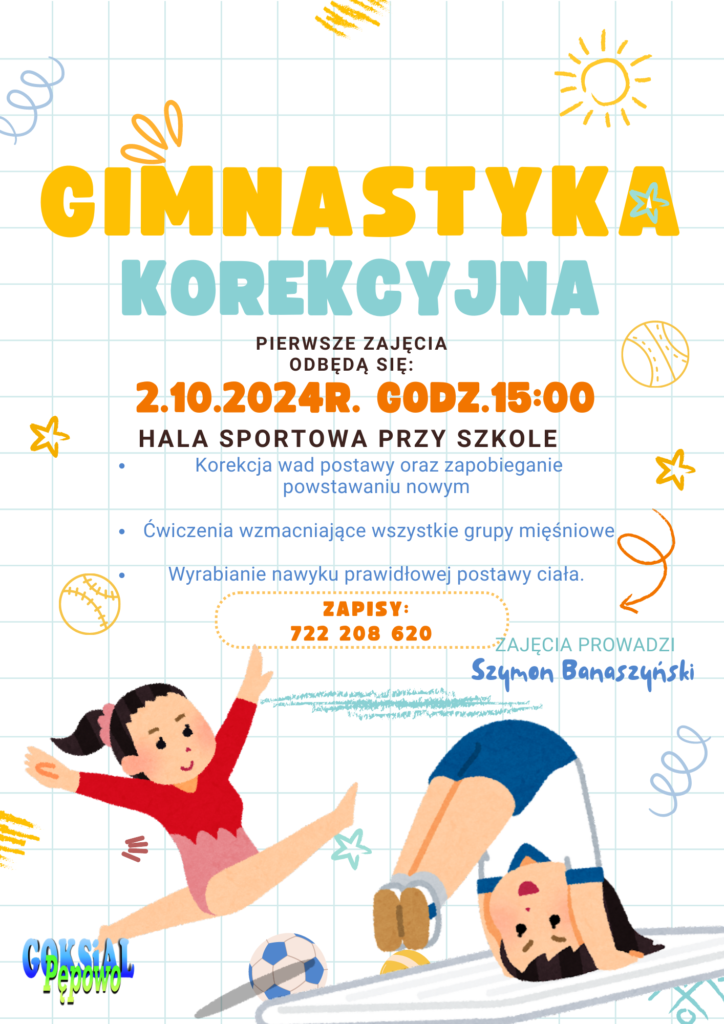 ćwiczące postaci - plakat gimnastyka korekcyjna