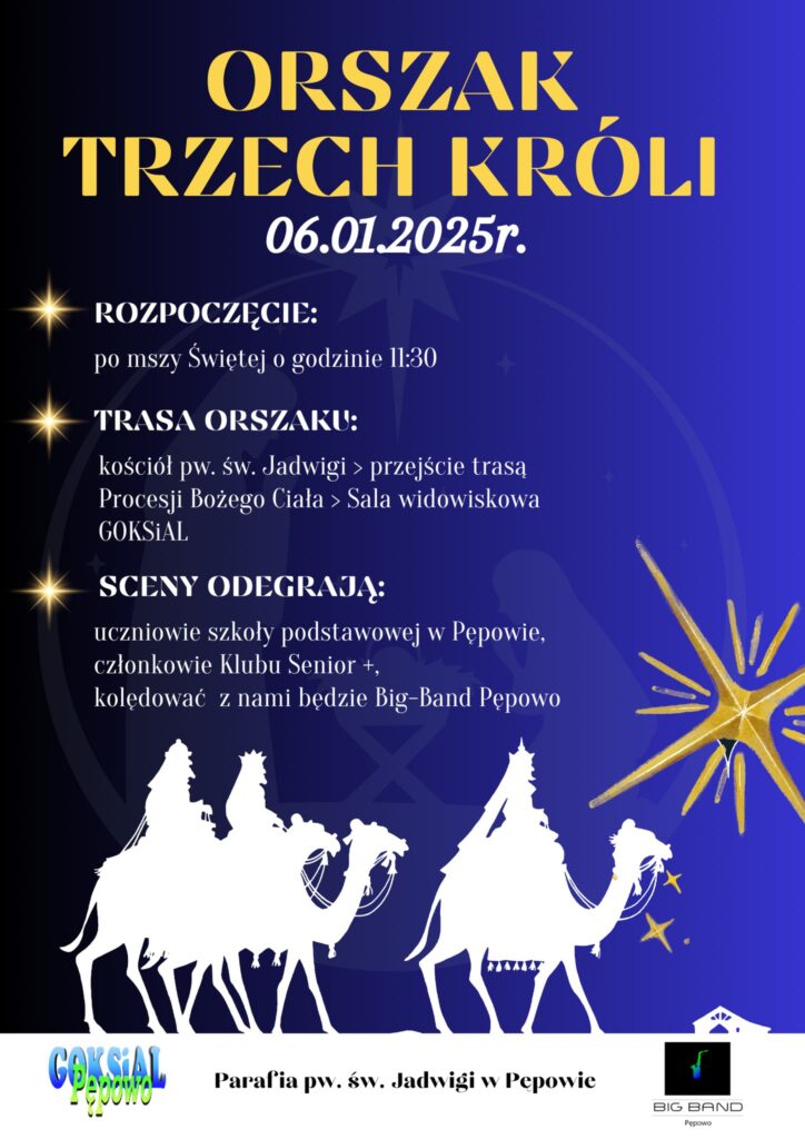 plakat orszak Trzech Króli ulicami Pępowa