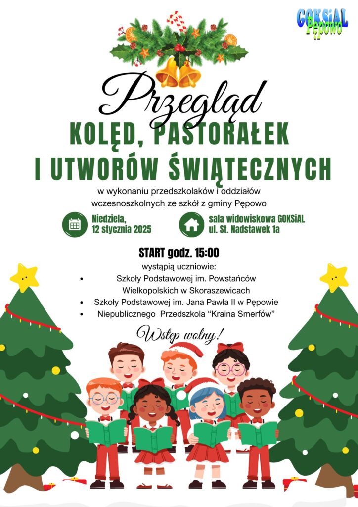 plakat zachęcający do uczestnictwa w przeglądzie kolęd i pastorałek